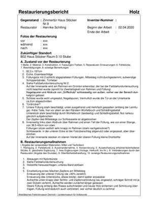 Der Restaurierungsbericht der Stubentür.