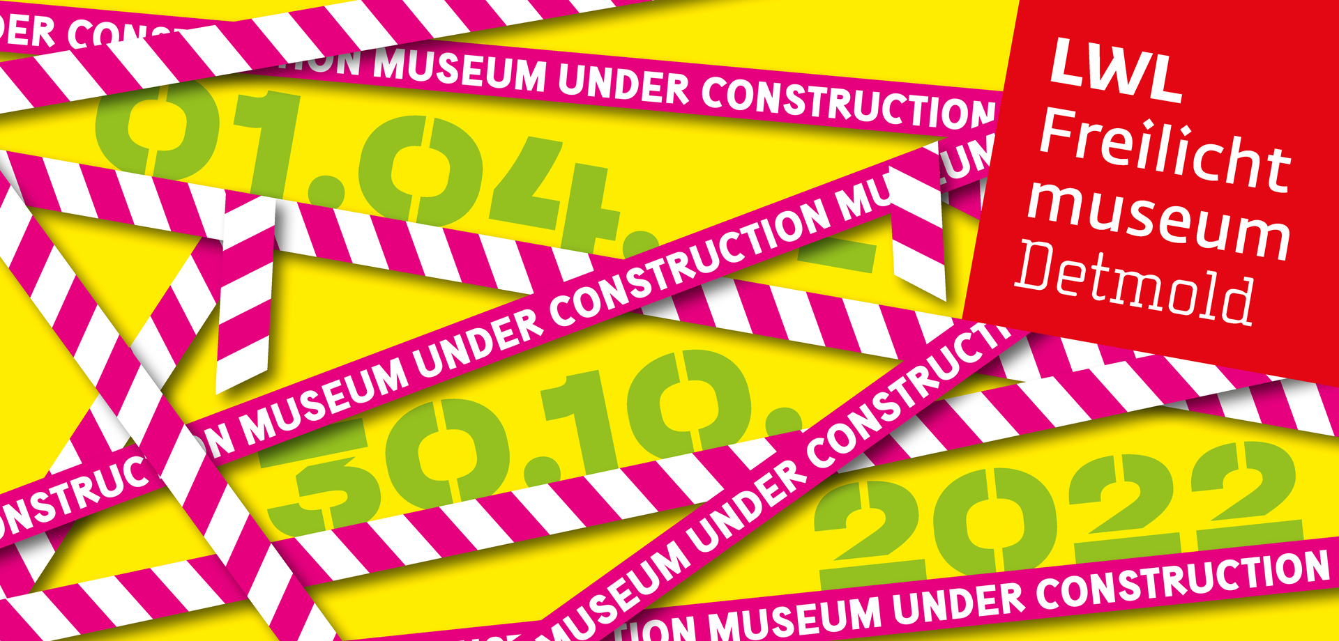 Auf einem kreuz und quer gezogenen Band steht "Museum under construction".