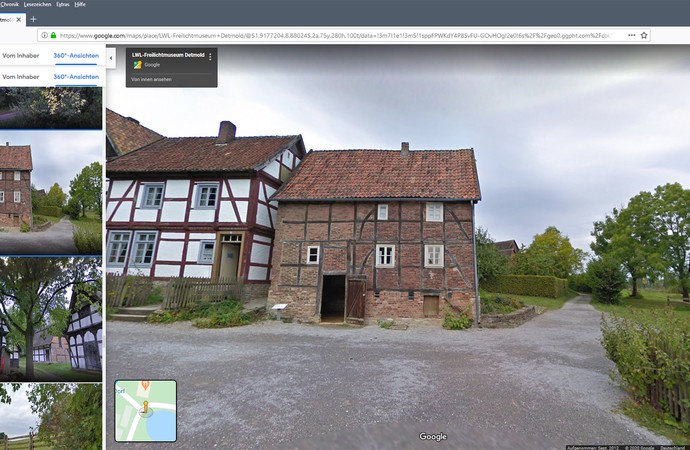 Screenshot von Google Street View mit dem Tagelöhnerhaus Rösebeck im Paderborner Dorf